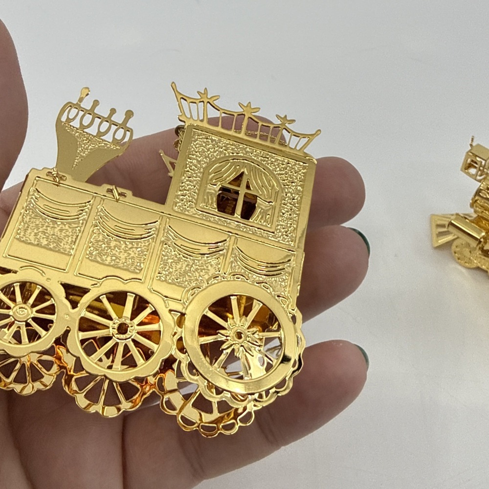 2 Danbury Mint 1990s Christmas Ornaments 23K gold Plated - Picture 9 of 13